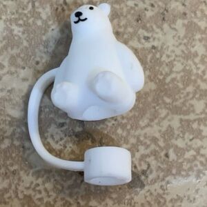 New! Silicone Polar Bear Straw Topper for large diameter drinking straws.